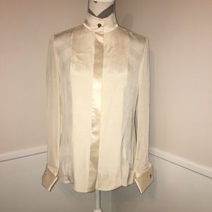 BLANC DE CHINE | 100% silk pin tuck blouse